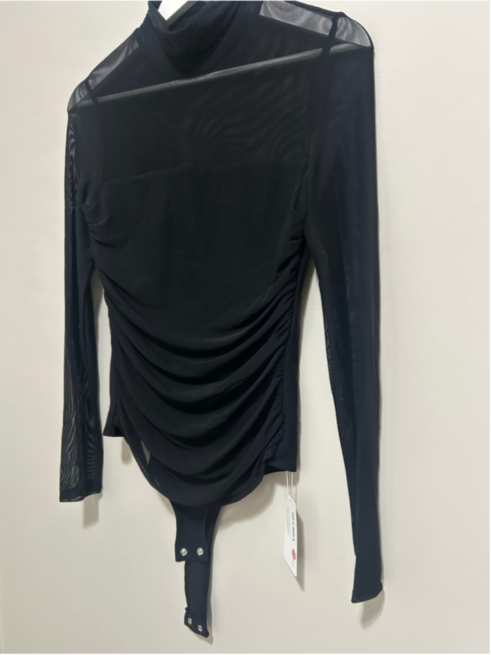 Women's Black Mesh Mock Neck Bodysuit Size M - Picture 2 of 7